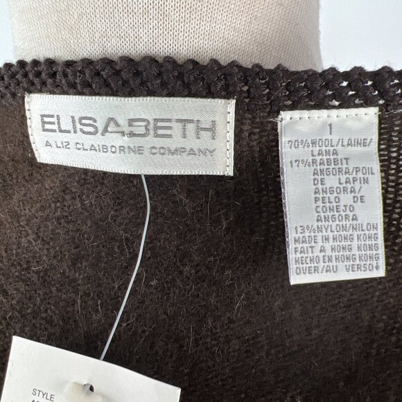 Vtg Elisabeth Liz Claiborne 1X Wool Rabbit Hair Cardigan Sweater Brown NOS - Picture 7 of 8